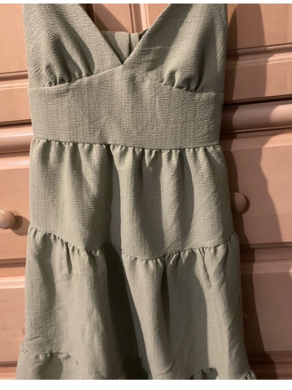 SHEIN Sage Green Textured Tie Back sundress size XS (2) New without tag
